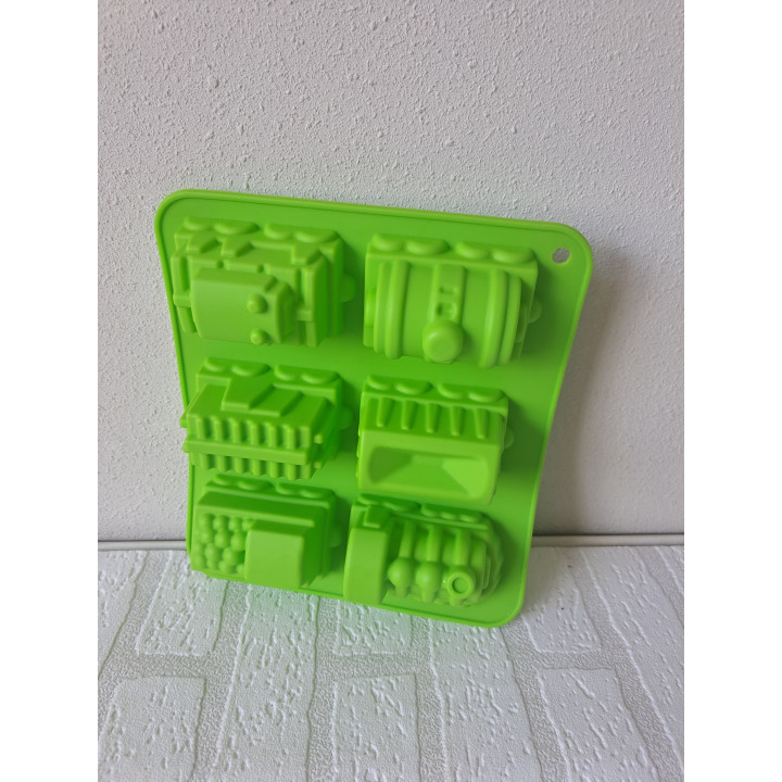 Bakvorm met trein en aanhangers van silicoon 23x20x5cm Gr