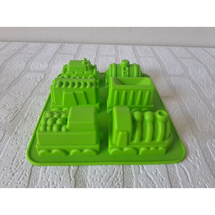Bakvorm met trein en aanhangers van silicoon 23x20x5cm Gr - Bakvorm