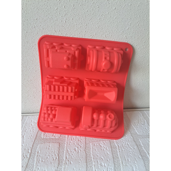 Bakvorm met trein en aanhangers van silicoon 23x20x5cm Ro