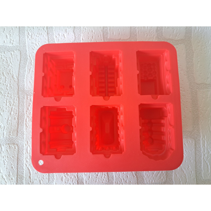 Bakvorm met trein en aanhangers van silicoon 23x20x5cm Ro - modelauto