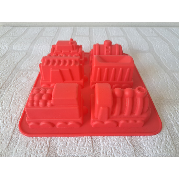 Bakvorm met trein en aanhangers van silicoon 23x20x5cm Ro - modelauto