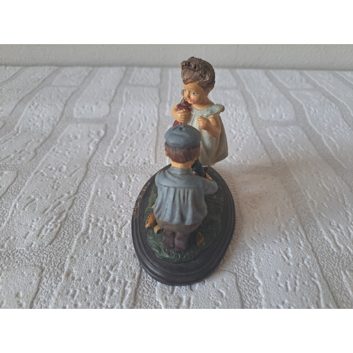 Nostalgic Ot and Sien Resin Figurine Playing with a Cat