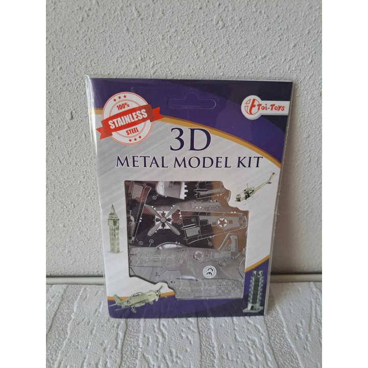 P-51D Mustang ww2 3D metaal model kit Toi Toys 12x17cm ONGEOPEND