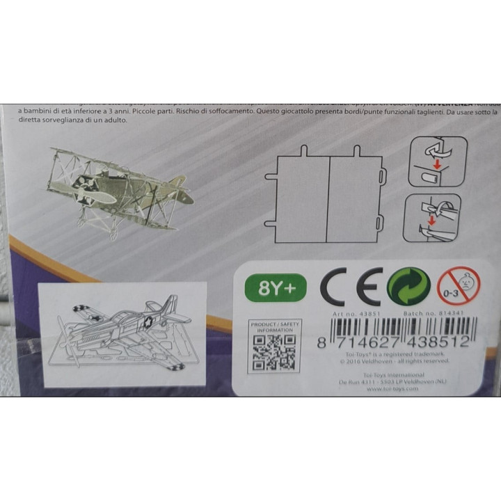P-51D Mustang ww2 3D metaal model kit Toi Toys 12x17cm ONGEOPEND - modelbouw