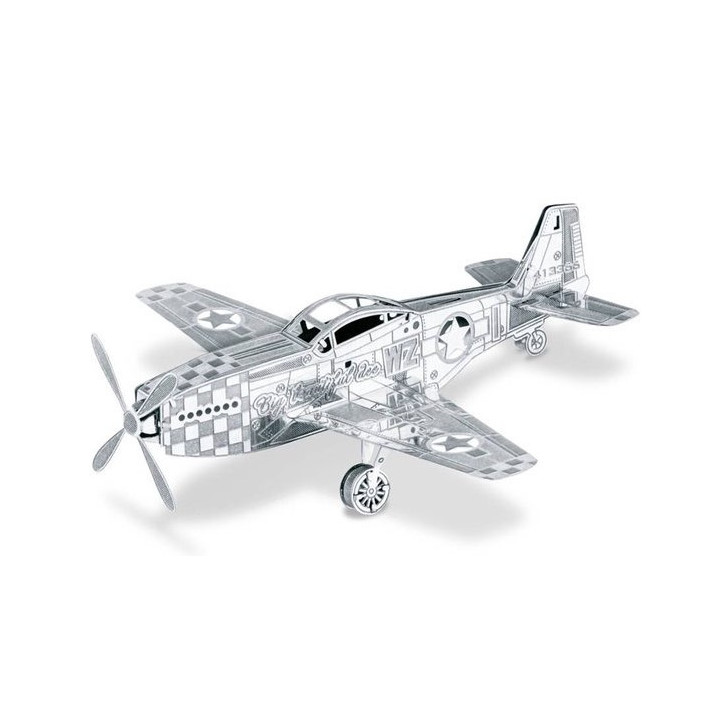P-51D Mustang ww2 3D metaal model kit Toi Toys 12x17cm ONGEOPEND - modelbouw