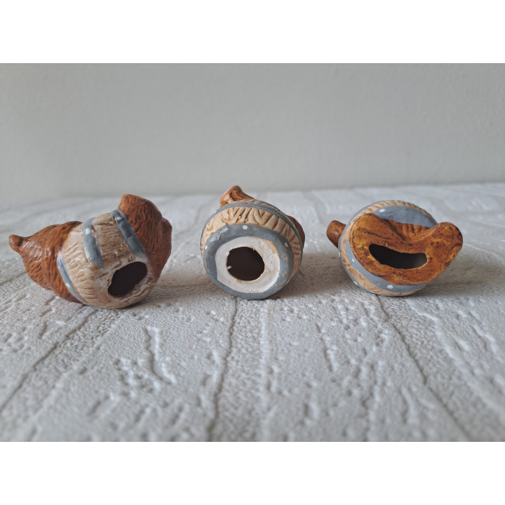 Set beren van keramiek in een wijnvat D4xH6cm - dierfiguren