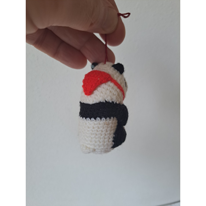 Haakpatroon pandabeer sleutelhanger 4x5x7cm - dierfiguren