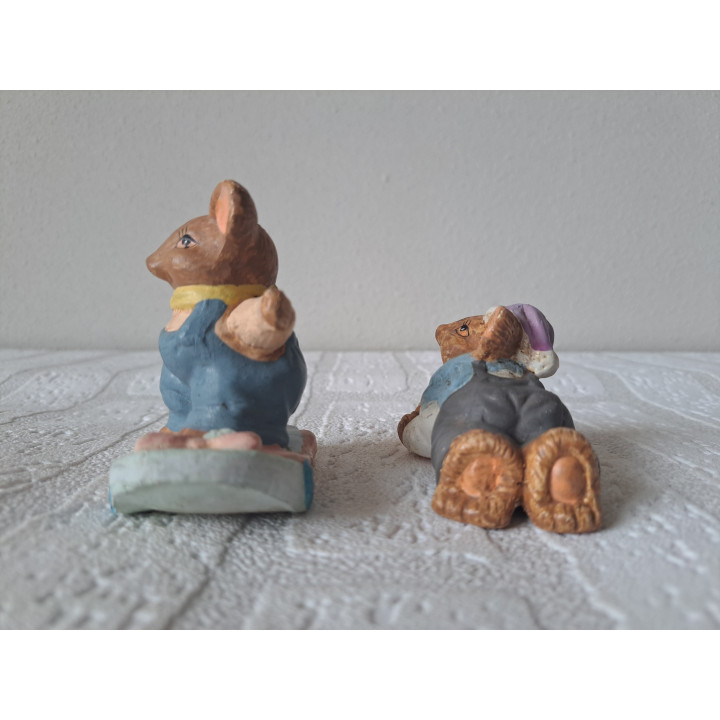 Set muizen van keramiek in de winter 7x4.5x7.5cm - dierfiguren