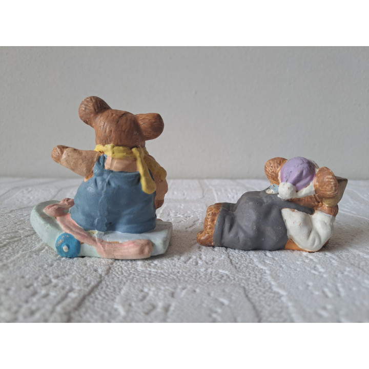 Set muizen van keramiek in de winter 7x4.5x7.5cm - dierfiguren