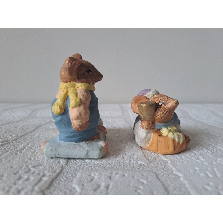 Set muizen van keramiek in de winter 7x4.5x7.5cm - dierfiguren
