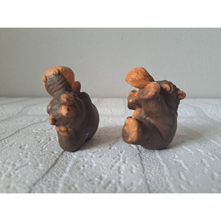 Set nijlpaarden van aardewerk 5x4.5x6cm - dierfiguren