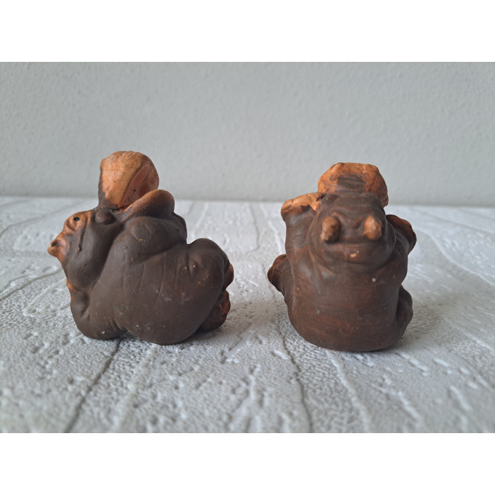 Set nijlpaarden van aardewerk 5x4.5x6cm - dierfiguren