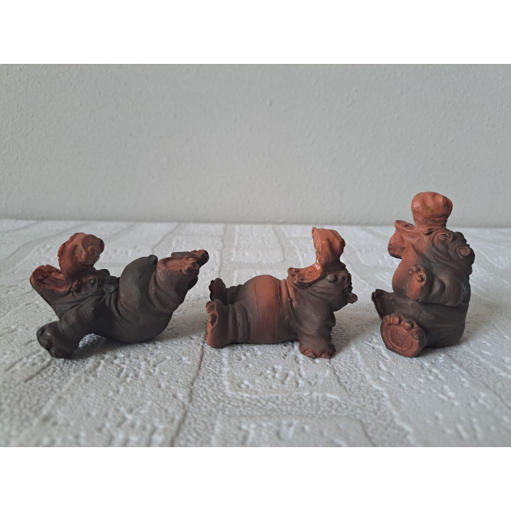 Set nijlpaarden van Kunsthars 5x5.5x6.5cm - dierfiguren