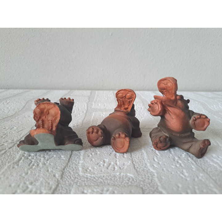 Set nijlpaarden van Kunsthars 5x5.5x6.5cm - dierfiguren