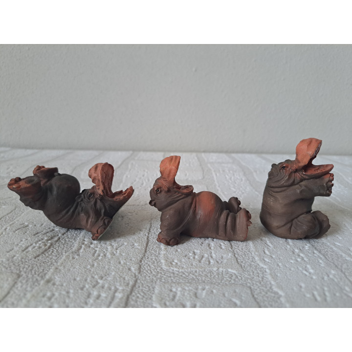 Set nijlpaarden van Kunsthars 5x5.5x6.5cm - dierfiguren