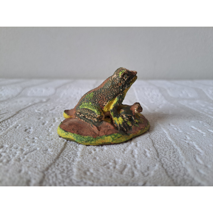 Kikker van gips met jong 6.5x7x4.5cm - beeldjes