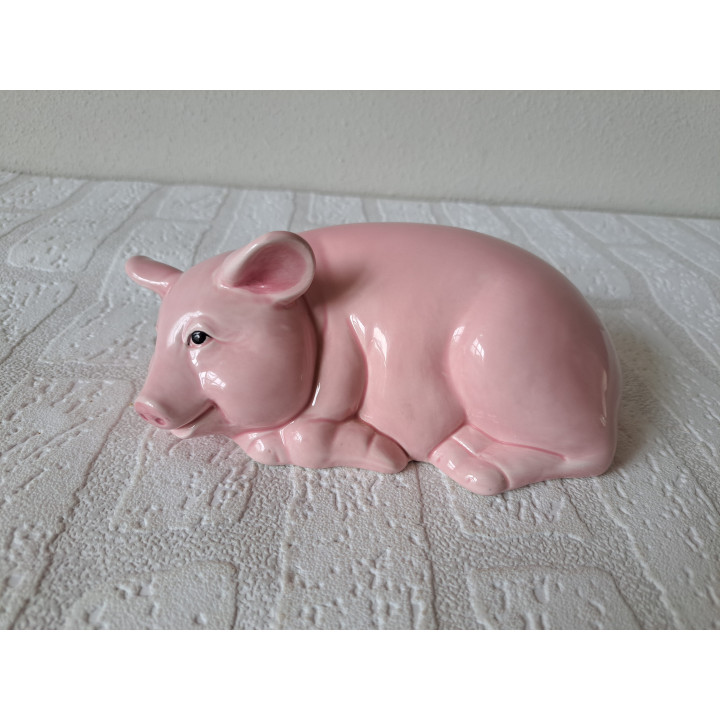 Liggend Varken Porselein Figuur Groot