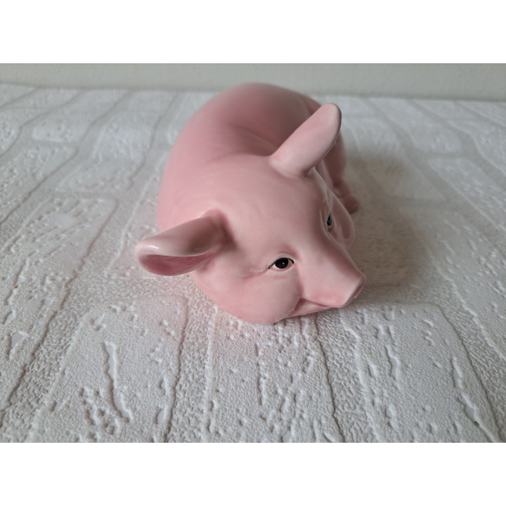 Liggend Varken Porselein Figuur Groot