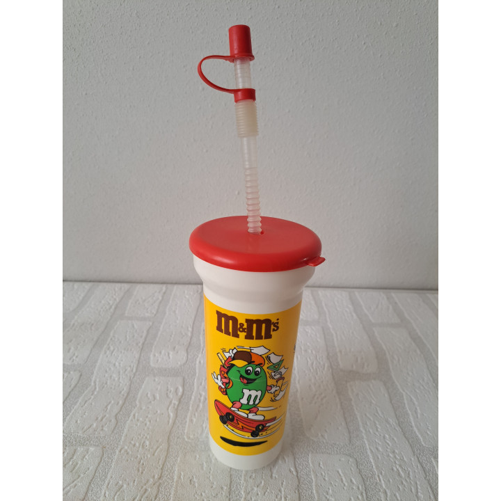 M&M Drinking Cup with Straw 1992 Retro