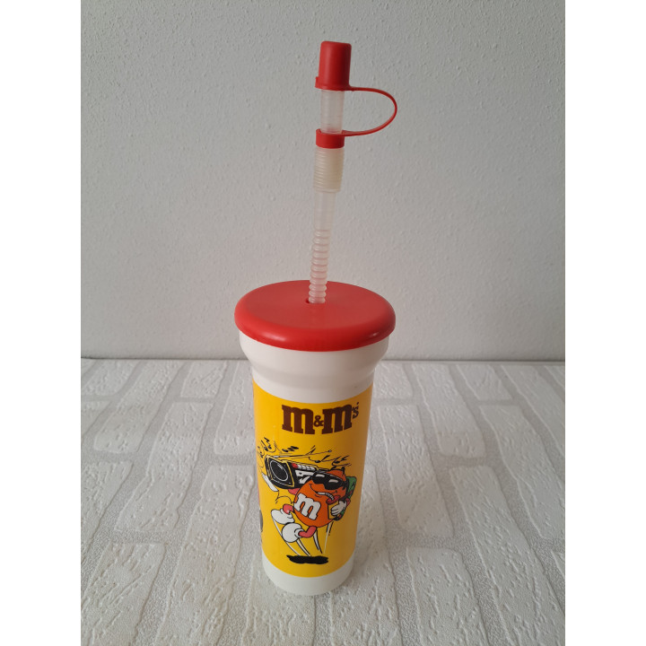 M&M Drinking Cup with Straw 1992 Retro