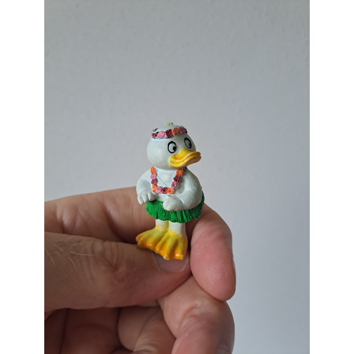 Eend van kunsthars doet de Hula dans 2.5x2.5x4.5cm