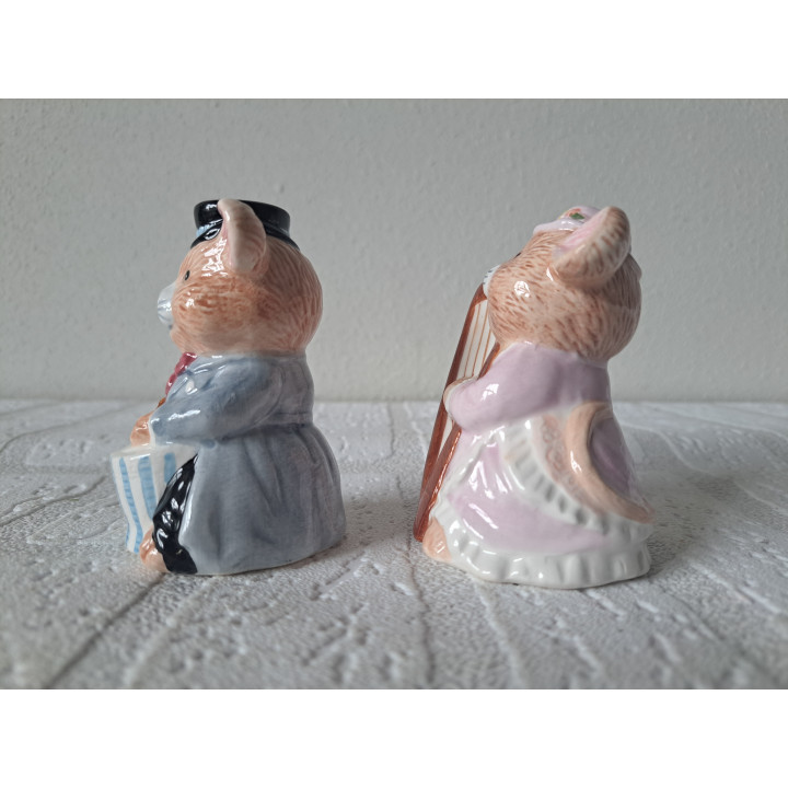 Porselein peper en zout muizen met instrumenten 12x6.5x9.5cm - peper en zoutvaatjes