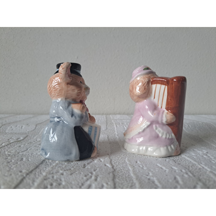 Porselein peper en zout muizen met instrumenten 12x6.5x9.5cm - peper en zoutvaatjes