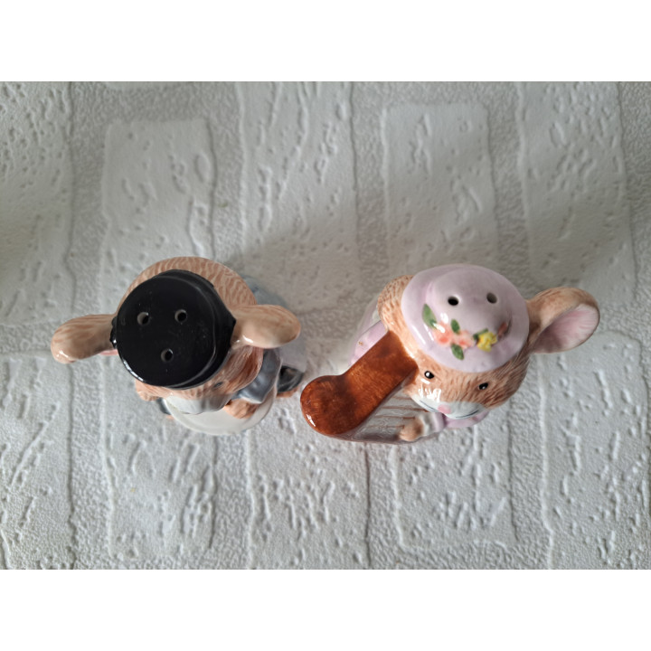 Porcelain Salt Pepper Mice Music Set
