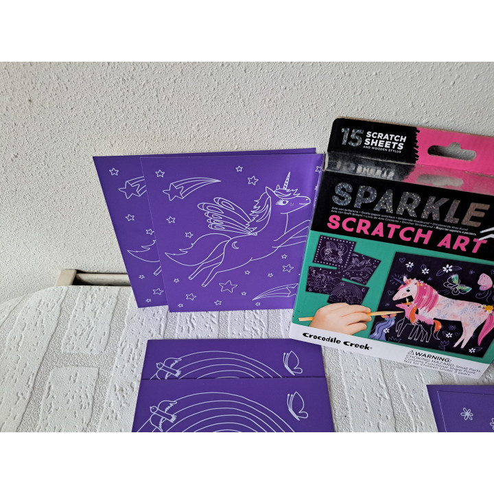 Unicorn Sparkle scratch art met 10 platen COMPLEET - knutselen
