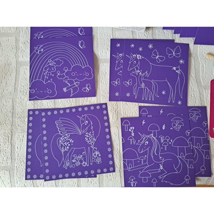 Unicorn Sparkle scratch art met 10 platen COMPLEET - knutselen