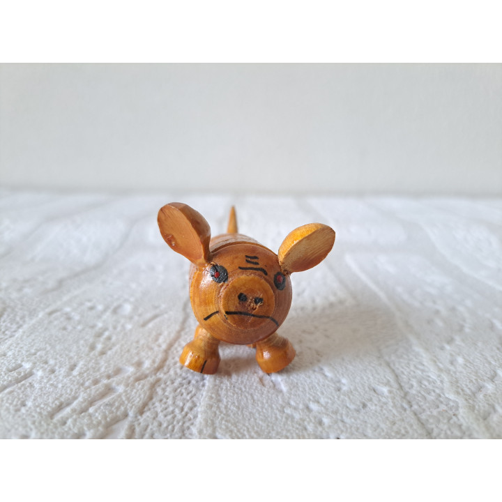 Varken van hout 5x3.5x4cm - dierfiguren
