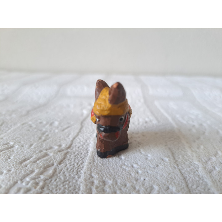 Ezel van keramiek met fruitmanden 4x2x4cm - dierfiguren