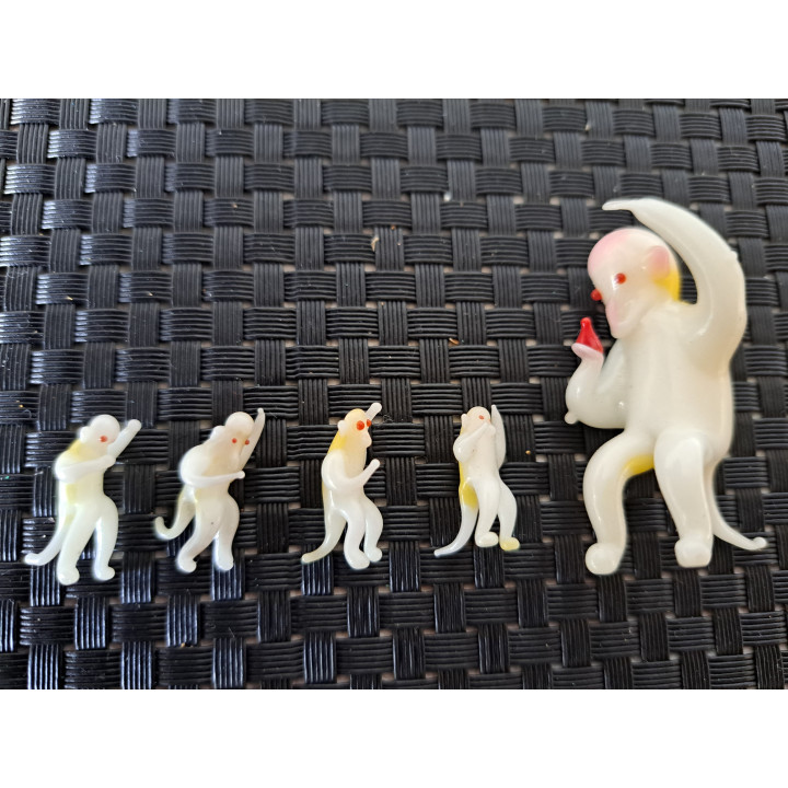 Set van 5 apen van glas - dierfiguren