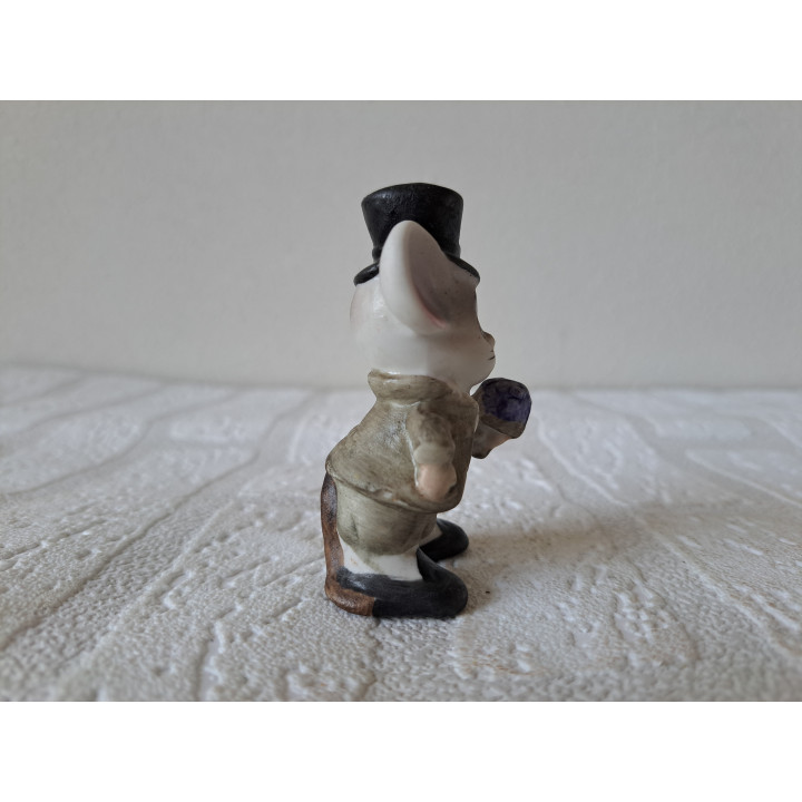 Deftige muis van porselein met bloemen 5x3.5x7.5cm - dierfiguren