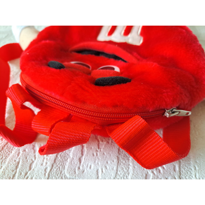 Pluche Red rugtas van stof M en M 2002 D21xB5cm - M&M