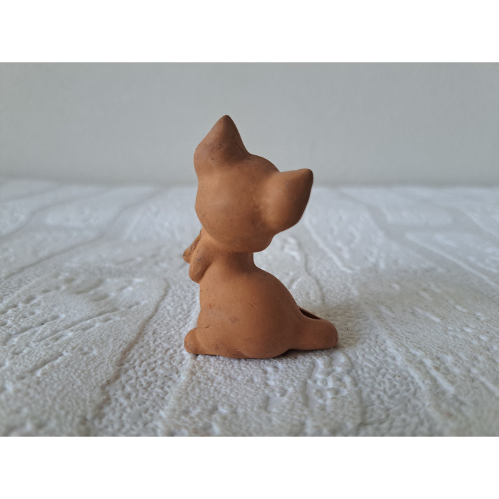 Muis Figuur van Aardewerk met Bloem 4x2.5x5.5cm