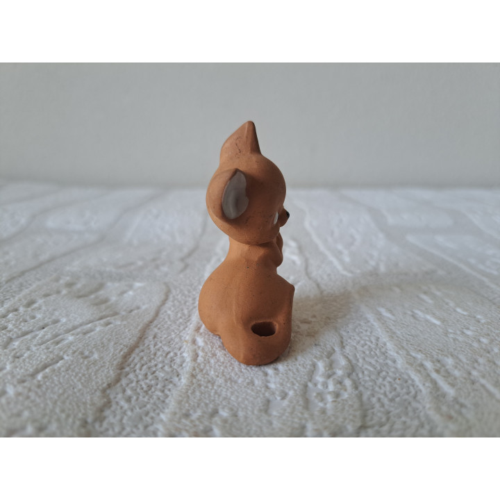 Muis Figuur van Aardewerk met Bloem 4x2.5x5.5cm