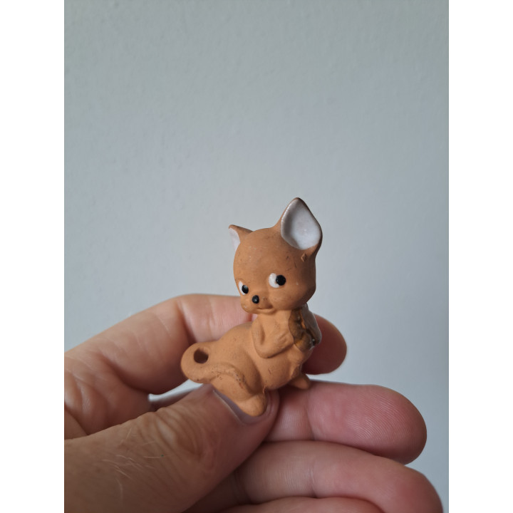 Muis van keramiek met bloem 4x2.5x5.5cm