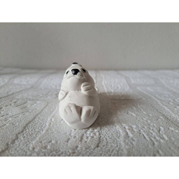 Zeehonden van gips zitten rug aan rug 9x3.5x4cm - dierfiguren