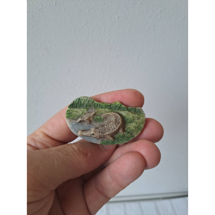 Krokodil keukenmagneet van kusthars 5.5x3x1.5cm
