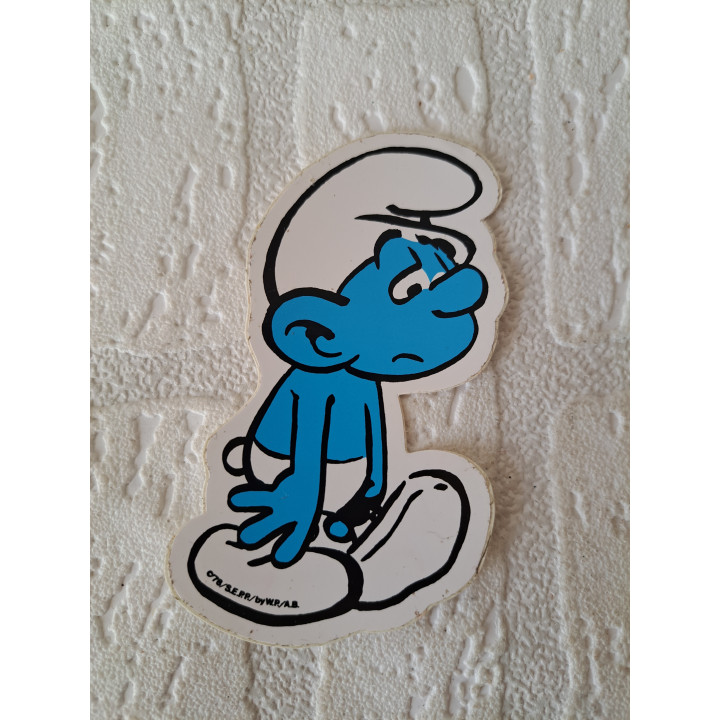 Droevige Smurf SEPP sticker 1978 5.5x11cm