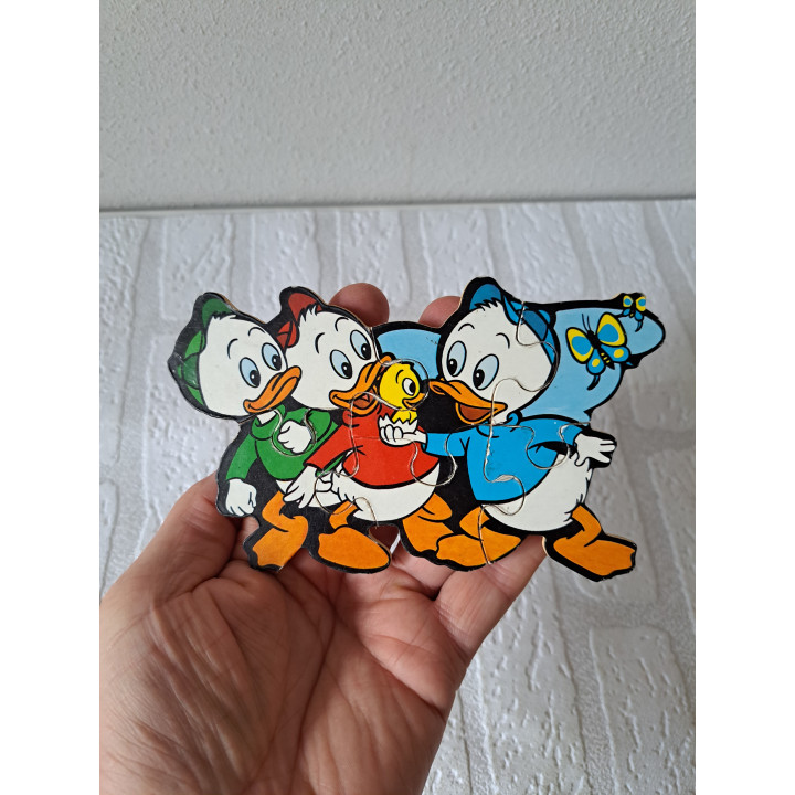 Kwik Kwek en Kwak mini houten puzzel Disney 15x9cm