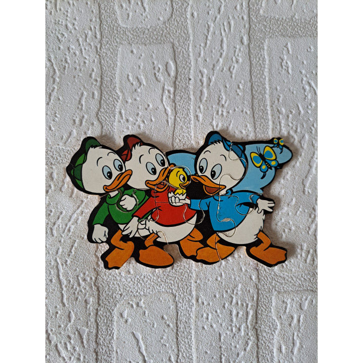 Kwik Kwek en Kwak mini houten puzzel Disney 15x9cm - Disney
