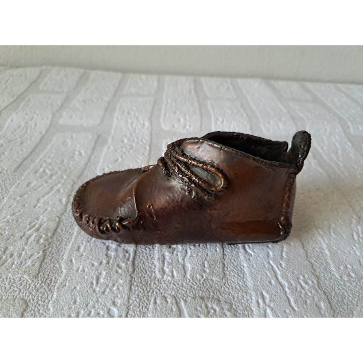 Middeleeuwse schoentje gegoten in brons 14x5x7cm - schoenen