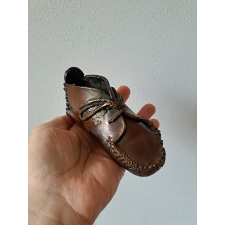 Middeleeuwse schoentje gegoten in brons 14x5x7cm