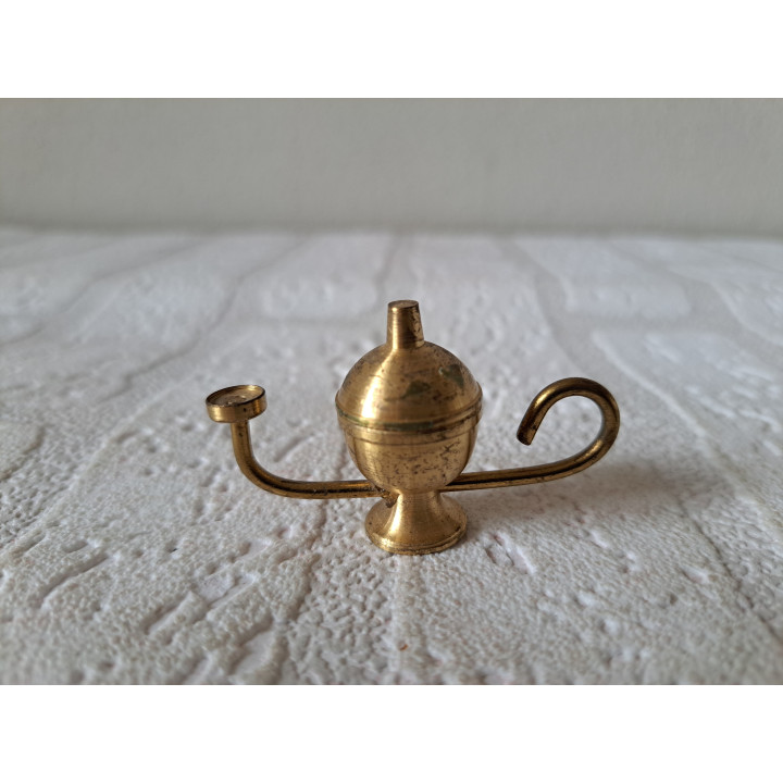 Oosterse olielamp van messing 5x2x3cm - miniaturen