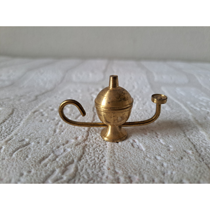 Oosterse olielamp van messing 5x2x3cm - miniaturen