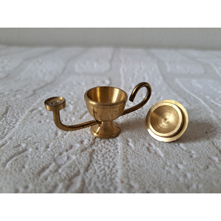 Mini Oriental Oil Lamp Brass Dollhouse