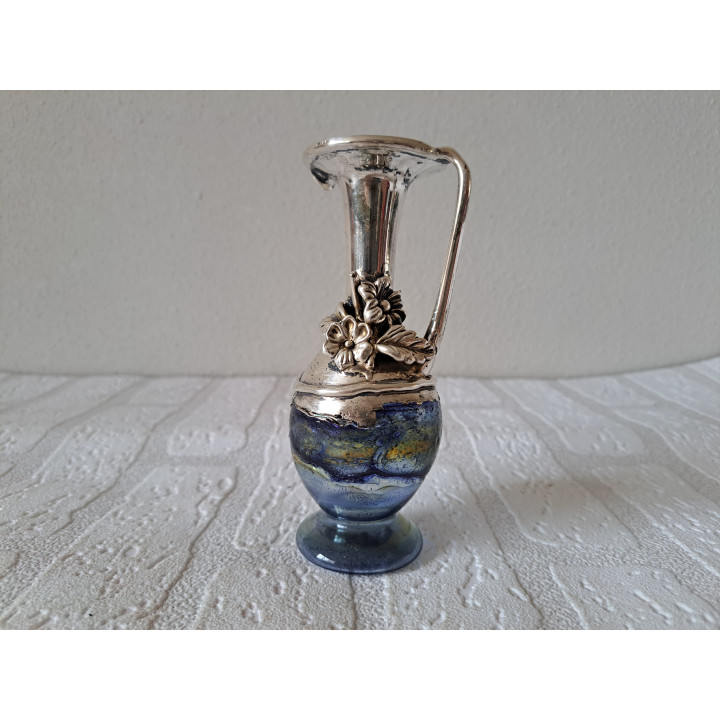 Wijn-water karaf van glas met sterling zilver D5xH13.5cm - karaf