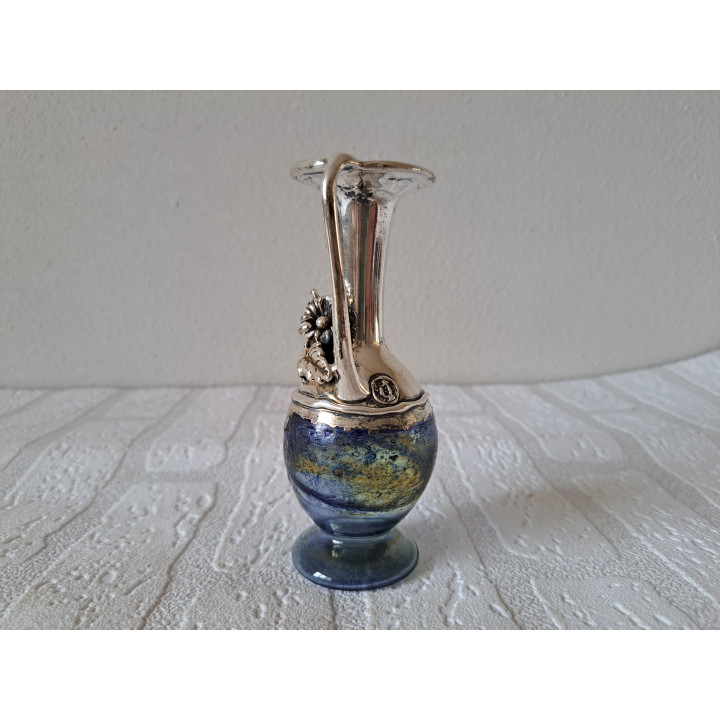 Wijn-water karaf van glas met sterling zilver D5xH13.5cm - karaf